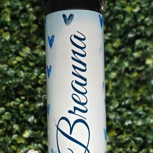 Blue Heart Custom Name Water Bottle – 20oz Personalized Tumbler